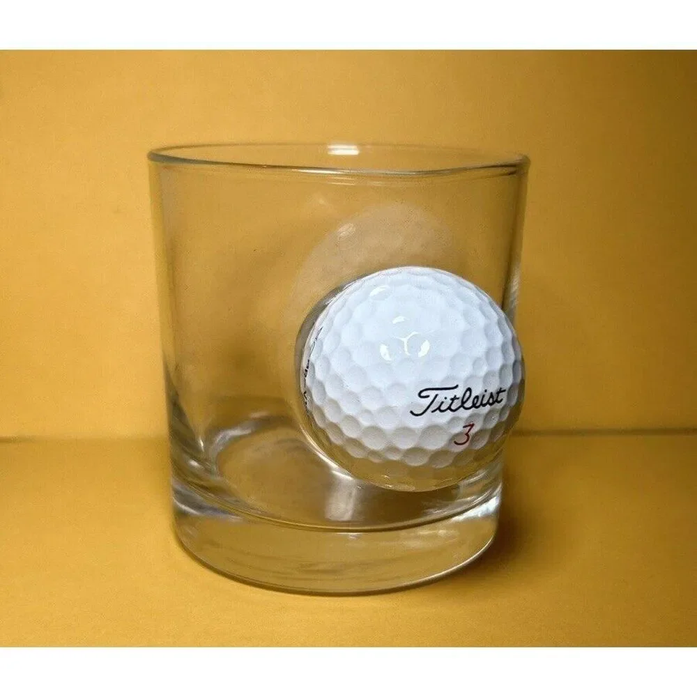 BenShot Golf Ball Rocks Glass w/Real Titleist Golf Ball In Whiskey Glass - Picture 1 of 6